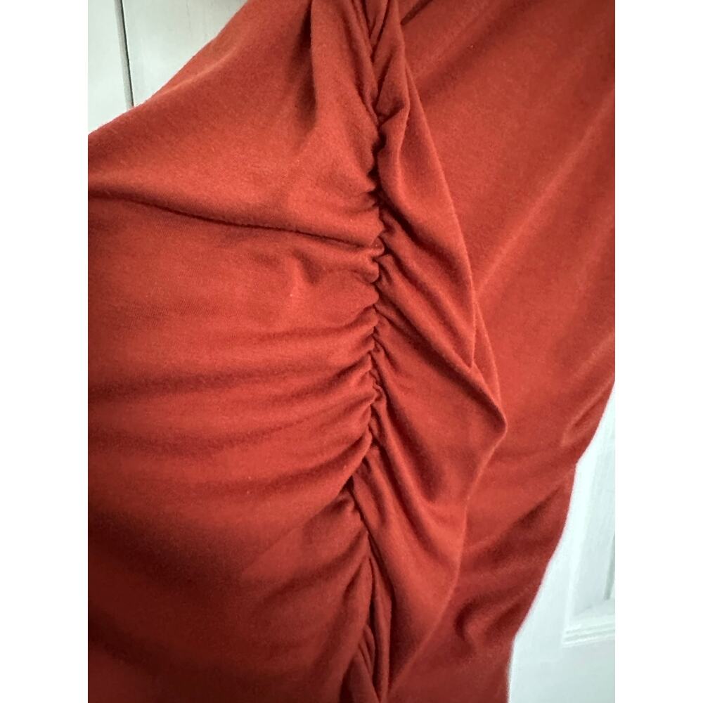 Ginkana Short Ruched Bodycon Pregnancy Maternity Dress L Rust Color or Caramel - Picture 4 of 9